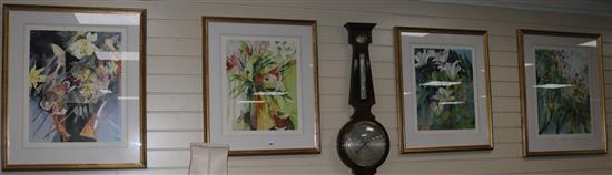 S. Trevena, four floral still life prints, signed, largest 64 x 51cm